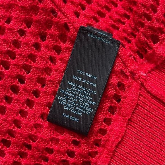 EXPRESS Red Open Knit Mesh Long Sleeves SMALL - Picture 12 of 13
